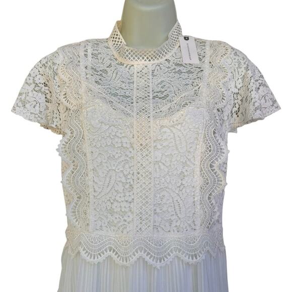 NWT Feather Bone Anthropologie Greenwich Lace Dress Size 4 Ivory Pleated Skirt - Picture 5 of 9